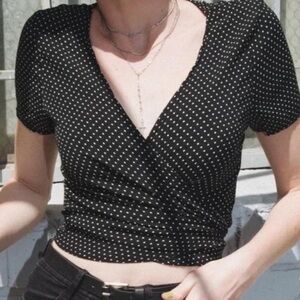 Brandy Melville Black and White Wrap Blouse